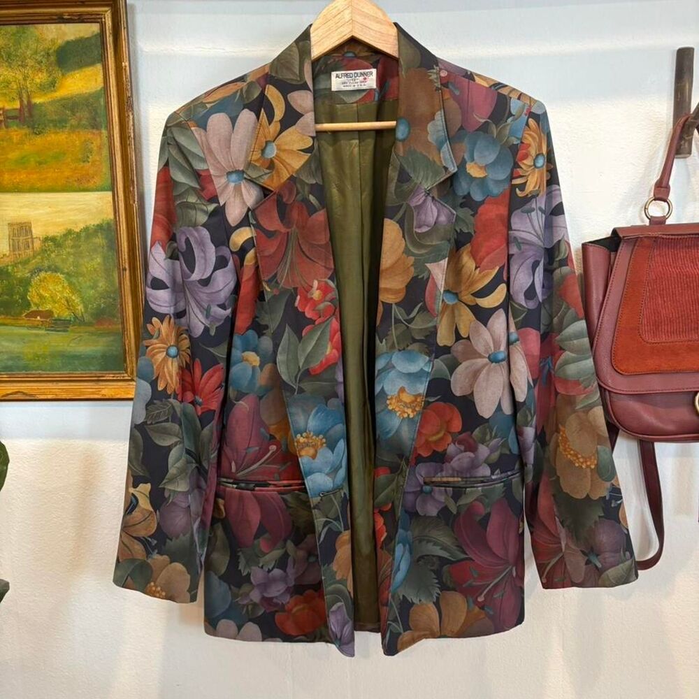Vintage Alfred Dunner Floral Blazer Jacket Size 12